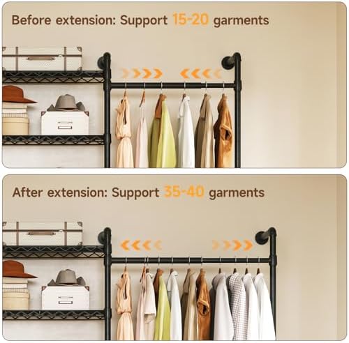 onbrill h3 expandable wall mounted closet system, heavy, side view