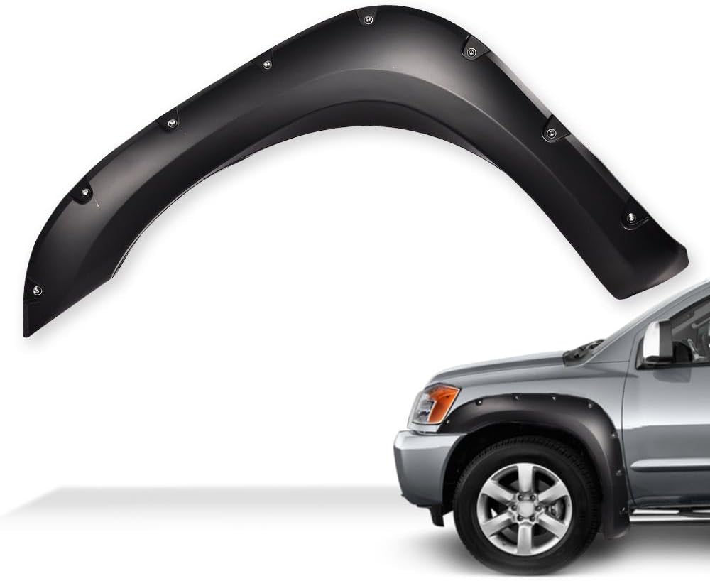 Fender Flares Compatible with Nissan Titan 2004-2015 Front and Rear Side Pocket Style Smooth Black 4Pcs