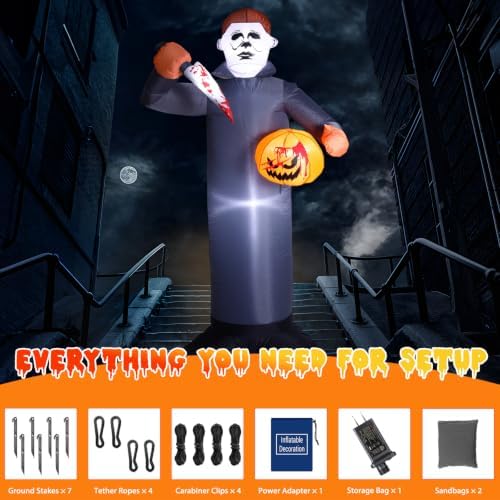 Elegear 6FT Masked Slasher Halloween Inflatable, Outdoor Yard Lawn Decor