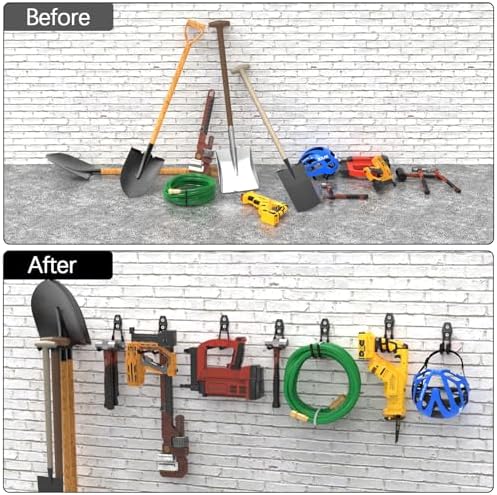 3-h heavy duty garage hooks, 20 pack wall, front angle view