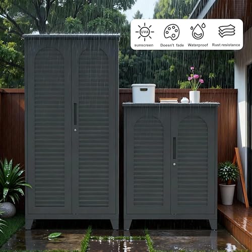 ryh 47.2” tall metal outdoor storage cabinet(47.2" h shown in use