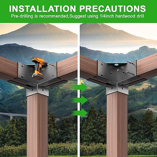 pergola brackets kit for 4x4 wood beams, 3.58'', package contents