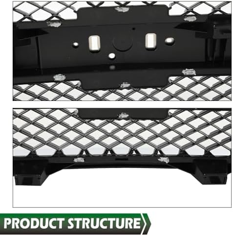 GRAND ORANGE Front Bumper Grille Compatible with Chevy Silverado 1500 Hybrid/XFE 2009-2013, Fit Chevy Silverado 1500 LS/LT/LTZ/WT 2007-2013 Chrome