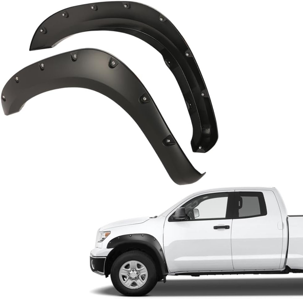 ANDPLAY Pocket-Riveted Fender Flares 4PCS Smooth Wheel Cover Protector | Compatible with Toyota Tundra 2007-2013, Paintable Matte Wheel Arch Cover Trim 5054781AB, AH 55054780A