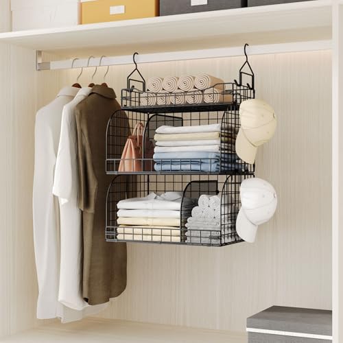 hapirm hanging closet organizer storage - 3 tier shown in use