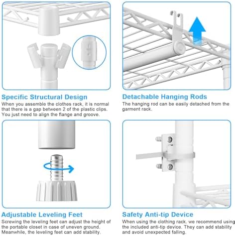 ulif e13 heavy duty clothes rack（with 4 hanger, front angle view