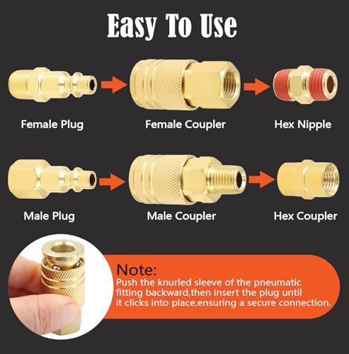 1/4"npt air coupler & plug kit,male female quick on a desk or shelf