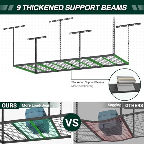 3x8 ft overhead garage storage rack,750lbs weight capacity, close-up detail