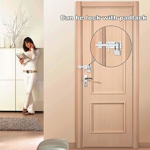 barrel bolt door latch with padlock hole, thickened, close-up detail
