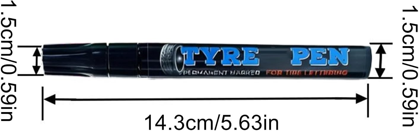 Tire Paint Pen - Erasable Marker for Vehicle Customization, Quick Dry Non Fading Formula with Smooth Application, Tyre Drawing Pen for Car, Motorcycle, Bicycle, Bike, Metal Lettering