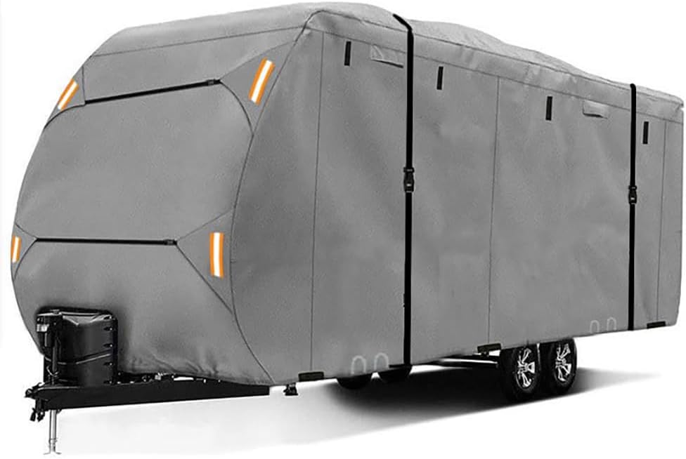 RV Cover for Forest River Cherokee Grey Wolf 18rr 2023-2026, All Weather Travel Trailer Cover with Windproof Straps and Zipper Access Heavy Duty Water Resistant Camper Cover