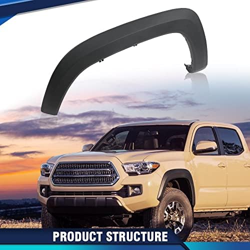 PIT66 Front Left Fender Flare Compatible with Toyota Tacoma 2016-2021 Left Driver Side Wheel Arch Molding, 7587204060, TO1290109