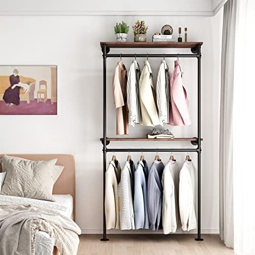 dr.iron industrial pipe clothing racks with 2 tier, close-up detail