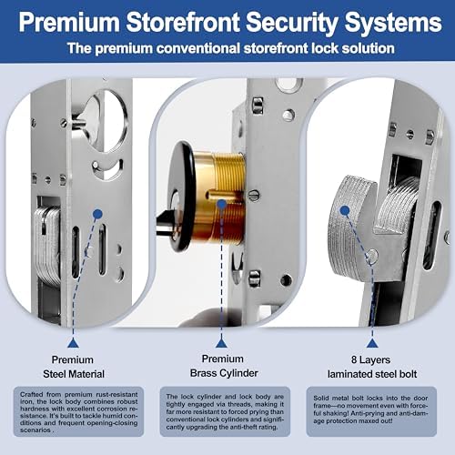 storefront door lock commercial mortise hook bolt (black showing dimensions