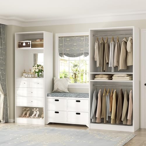 unikito 61" closet system, heavy duty wood closet, side view