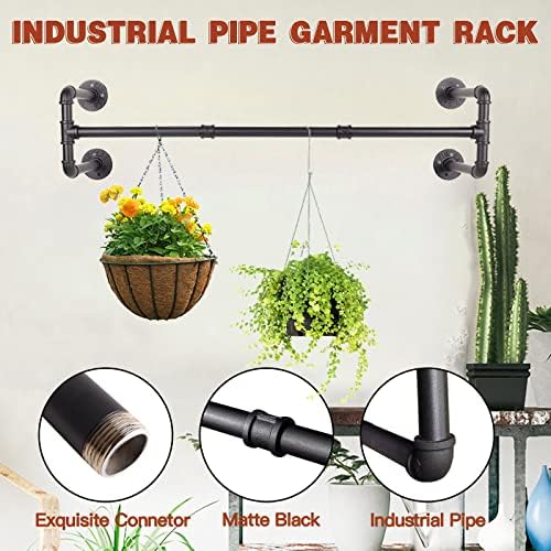 wall mounted clothes rack - 54" industrial pipe shown in use