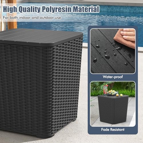 tangkula 11.5 gallon water-proof deck box with removable, side view