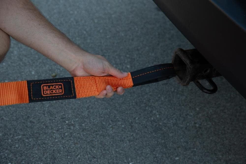 BLACK+DECKER 2" x 20' Recovery Tow Strap with Loop Ends | 9,000 lbs Break Strength, Weather-Resistant, Reinforced Looped Ends, Emergency Flat Terrain Tow and Recovery Solution