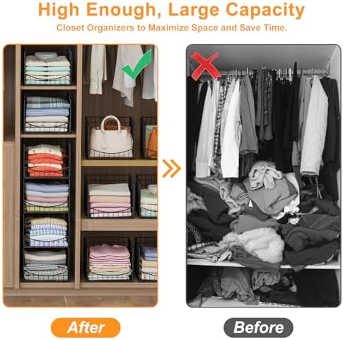 hongtamoya 4-tier stackable closet organizers and storage shelves, side view