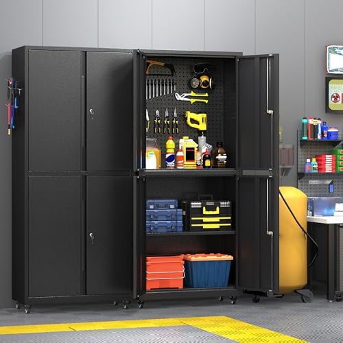 metal cabinet with wheels,72.8" h rolling tool storage shown in use