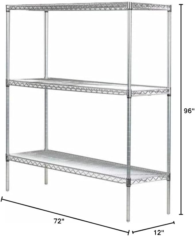 Omega 12" Deep x 72" Wide x 96" High 3 Tier Chrome Starter Shelving Unit - Image 2