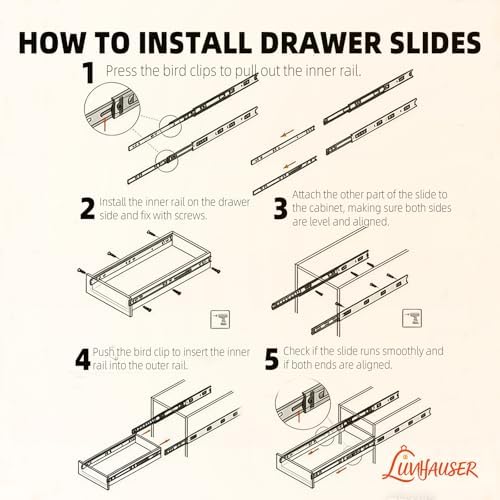 10 pair side-mount 3-section full extension drawer slides,16, package contents