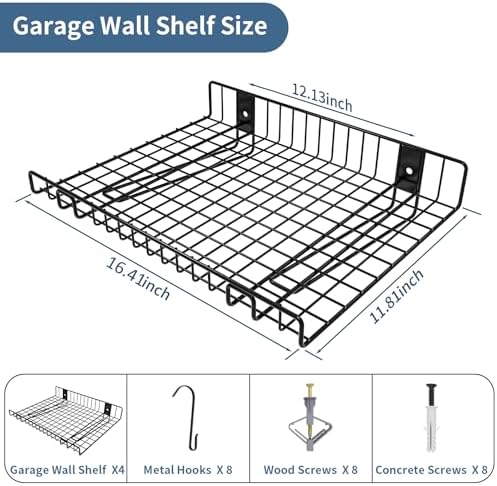 garage wall shelf, wall mounted storage shelves, heavy, close-up detail