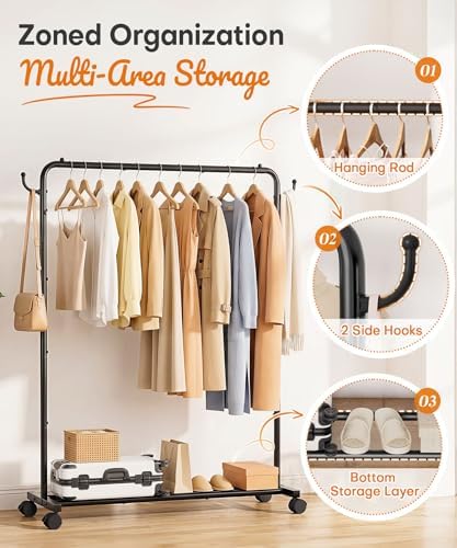 homde portable clothes rack for bedroom: 4 lockable, package contents