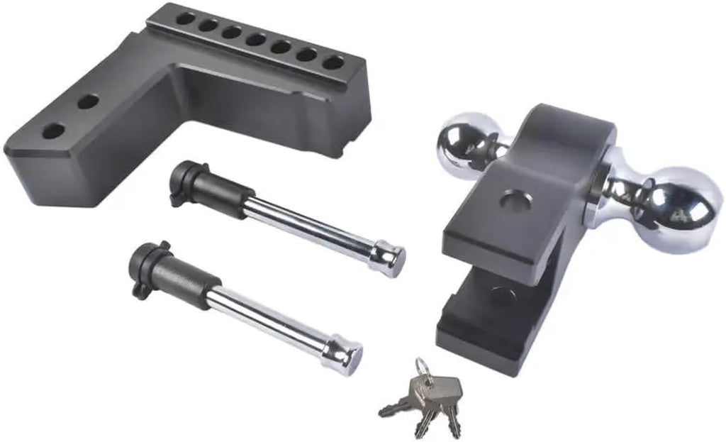 Adjustable 2.5" Trailer Hitch 6" Drop/Rise Alum Dual-Ball 18500 LBS Locks