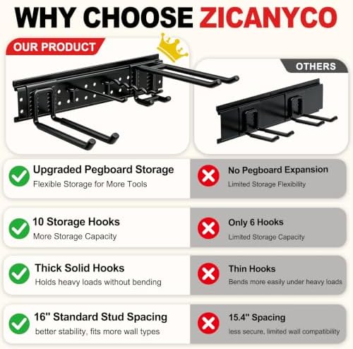 garage tool organizer wall mount 49.5 inches with, side view