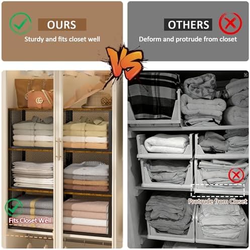 stackable closet organizers and storage basket, closet shelves, package contents