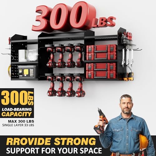 power tool organizer wall mount with charging station on a desk or shelf
