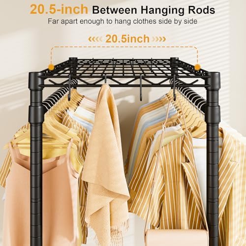 ulifhome rolling clothes rack, clothing racks for hanging, side view