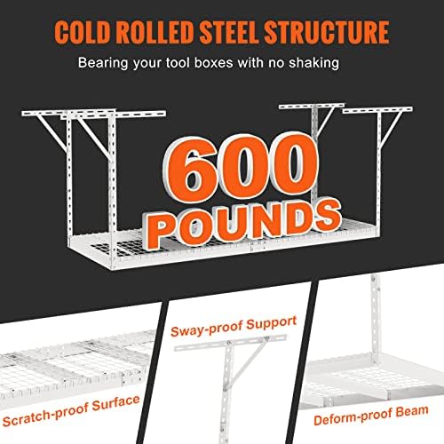 vevor overhead garage storage rack, 3x8 ceiling racks, close-up detail