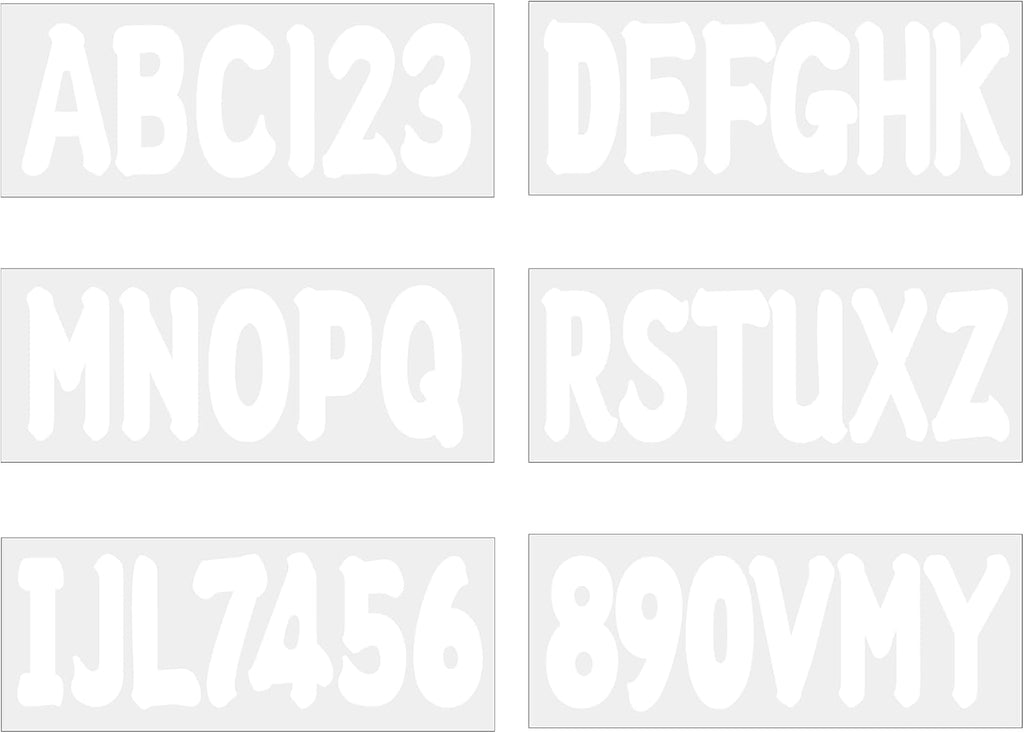 3'' Boat Registration Numbers Stickers and Letters Decals | 4 Sets Marine Alphabet Stickers Vinyl letters for Personal Watercraft Jet Skis, Sea-Doo, Pontoon Boats White