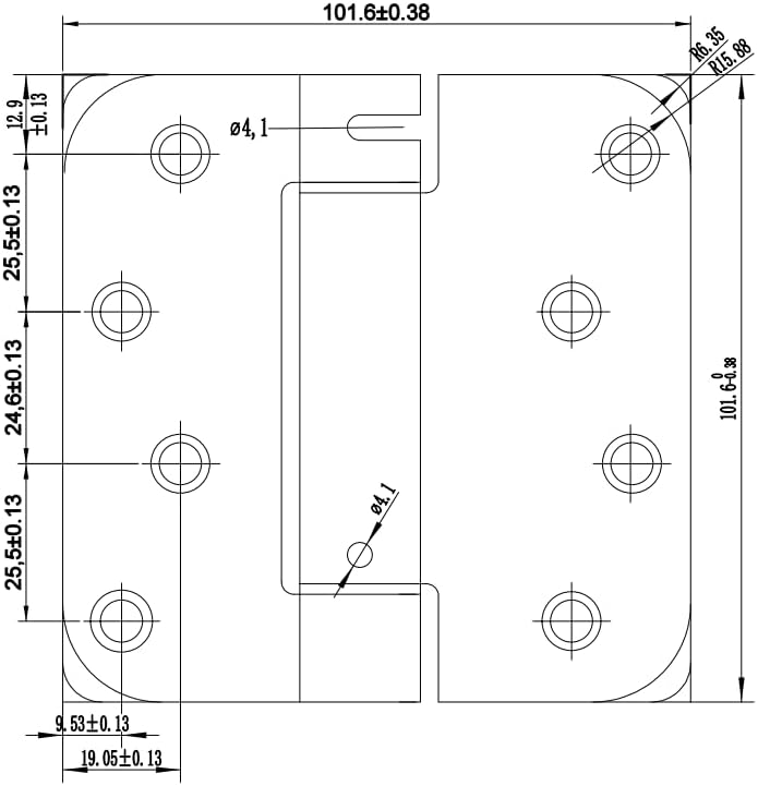 4"x4" self closing door hinges, 3 pack, front angle view