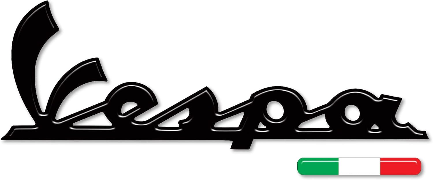 labelbike - 3D Sticker Motorcycle Scooter Logo Emblem Writing Italian Flag in Resin Compatible with Vespa Piaggio - Black Color