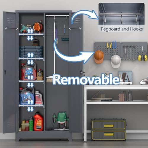 metal storage cabinet with lock,72" garage storage cabinets, side view