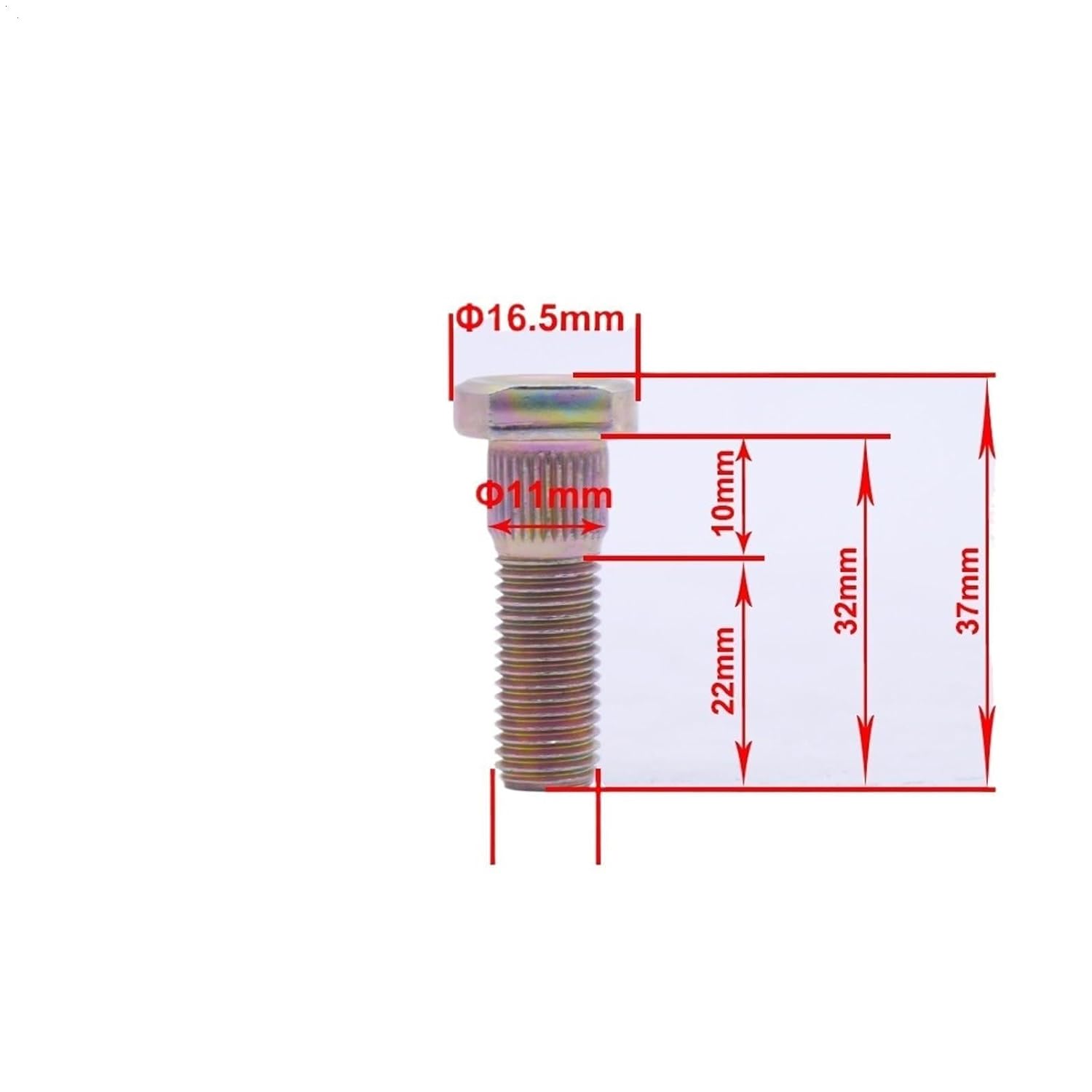 4PCS M10*1.25 * 32mm Wheel Rim Hub Stud Bolts Fit Compatible with the ATV Buggy Quad Bike Go Kart Parts