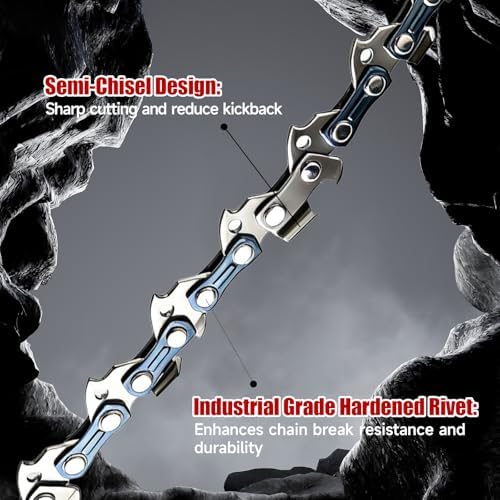 24 inch chainsaw chain 3/8" pitch .050" gauge, side view