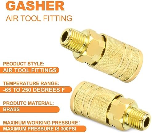 gasher 12pcs 1/4-inch male industrial coupler,1/4 inch npt, side view