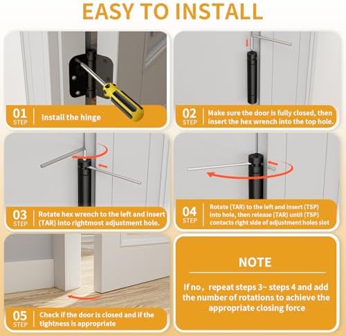 luxbaro 6 pack self closing door hinges 3.5, side view