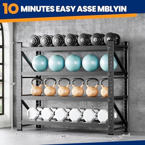 miiiko 48" w storage shelves,3000lbs metal garage storage, close-up detail