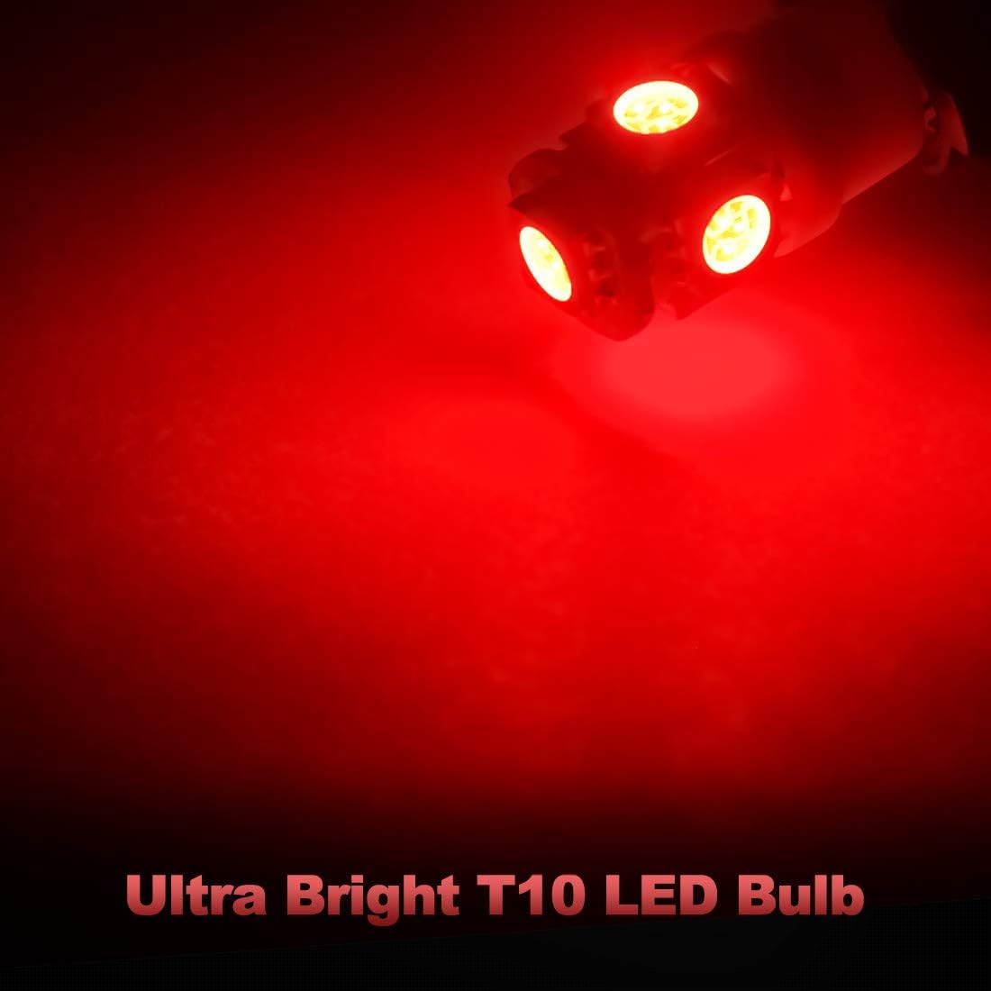 Yorkim 194 LED Bulbs Red Super Bright New 5th Generation,T10 168 LED Bulb for Car Interior Dome License Plate Map Door Courtesy Lights W5W 2825,Pack of 10