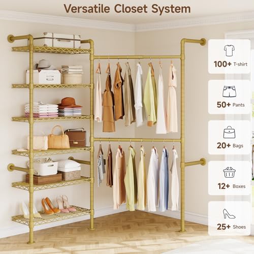 onbrill l2 wall mounted closet system, industrial pipe, close-up detail