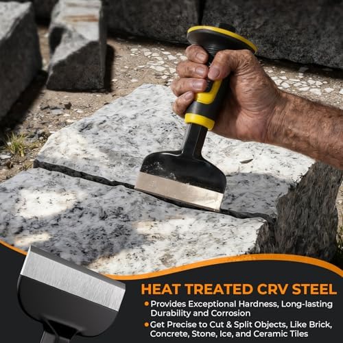 incly 3pcs masonry chisel set with hand guard showing dimensions