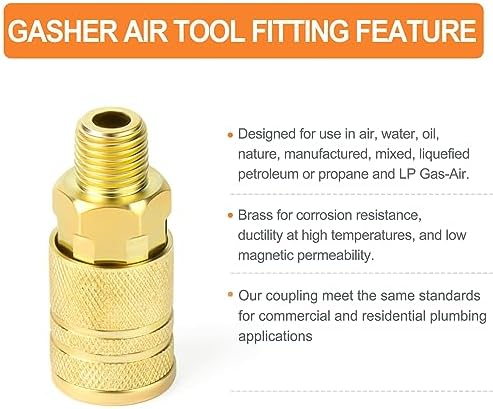gasher 12pcs 1/4-inch male industrial coupler,1/4 inch npt, close-up detail