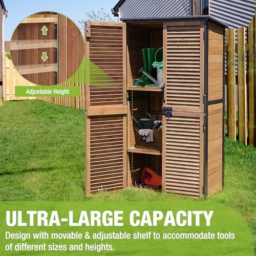 outdoor storage shed garden cabinet with strong iron showing dimensions