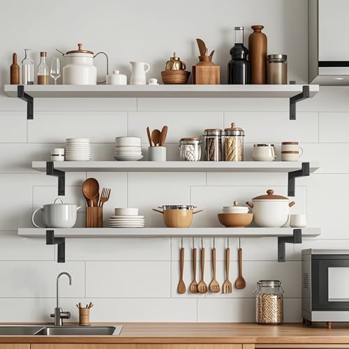ezydecor 6 pcs heavy duty shelf brackets 13 shown in use