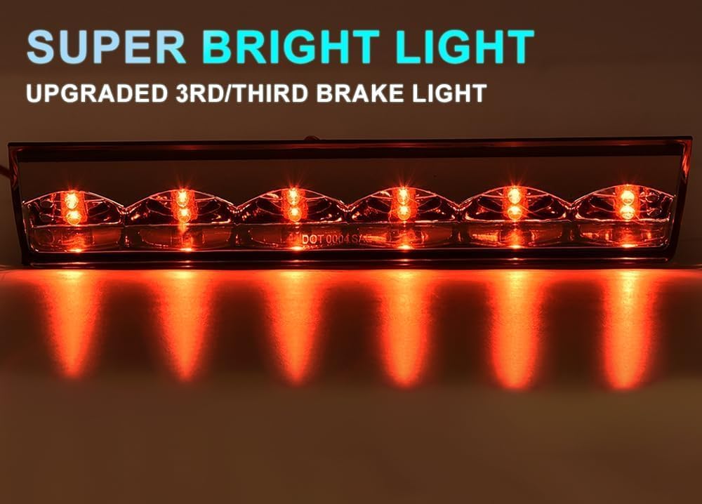PIT66 LED 3rd Brake Light, Fit Truck Cap Topper Leer Are Century | LED Recessed 3rd Third Brake Light Lamp AT-LED-36R Clear Lens Chrome Housing